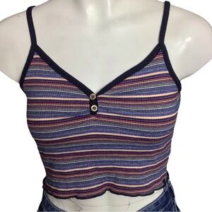 Colorful Striped Ribbed Crop Top